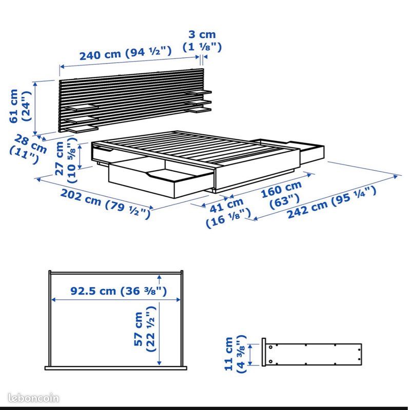 Vends lit IKEA King seize 160 par 200 (image 4)
