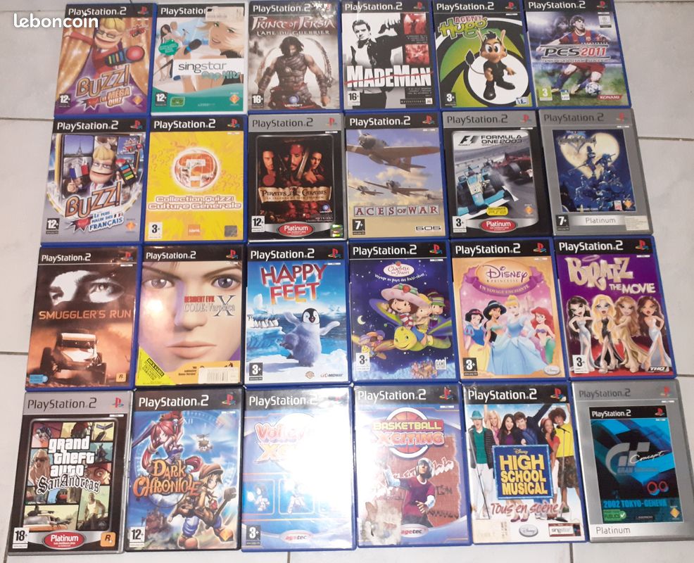 Lot De 5 Jeux Vidéo PlayStation 2 – état Comme Neuf, Sans Marque D'usure