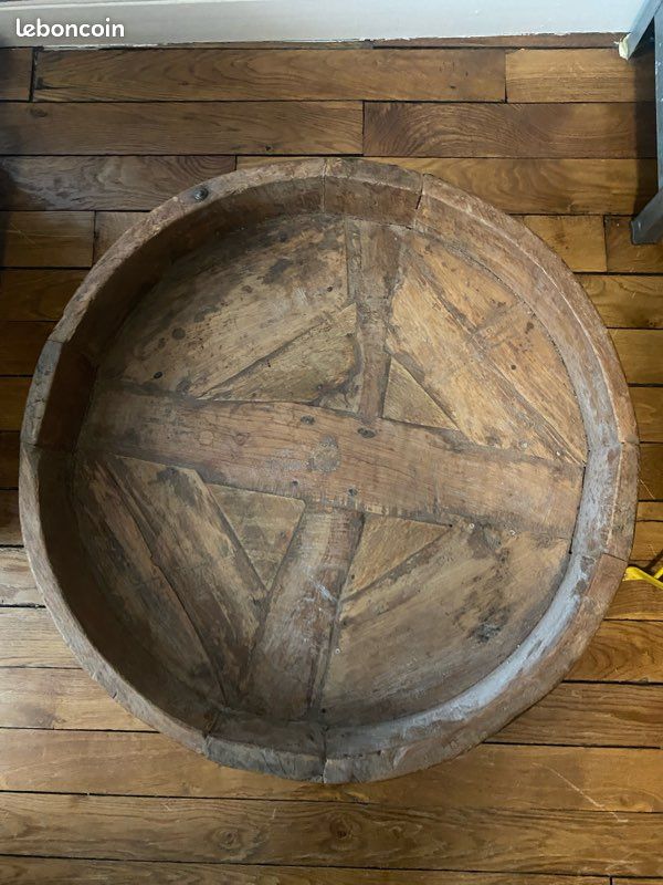 Table basse Chakki indienne - bois sculpté (ancien moulin à grain) (image 3)