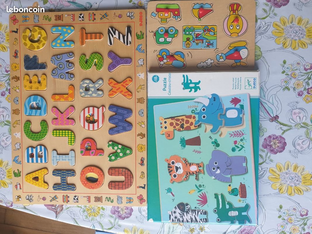 Lot 3 puzzles premier age en bois (image 1)