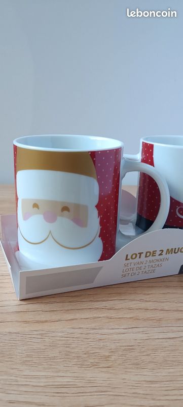 Coffret de 2 Tasses Père Noël - Neuf - Idée cadeau Noël (image 7)