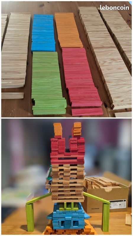 Lot exceptionnel de 475 planchettes Kapla + couleurs (image 1)