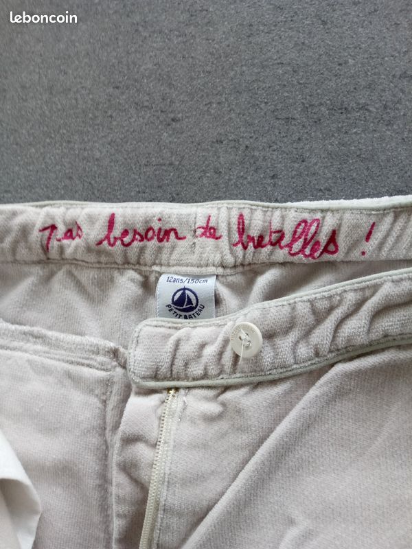 Pantalon velours ras fille PETIT BATEAU en 12 ans (image 2)