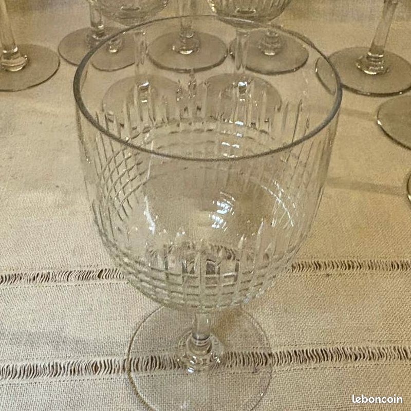 Lot De 8 Verres à Sherry En Cristal Baccarat - Taillé France Nancy - État Impeccable