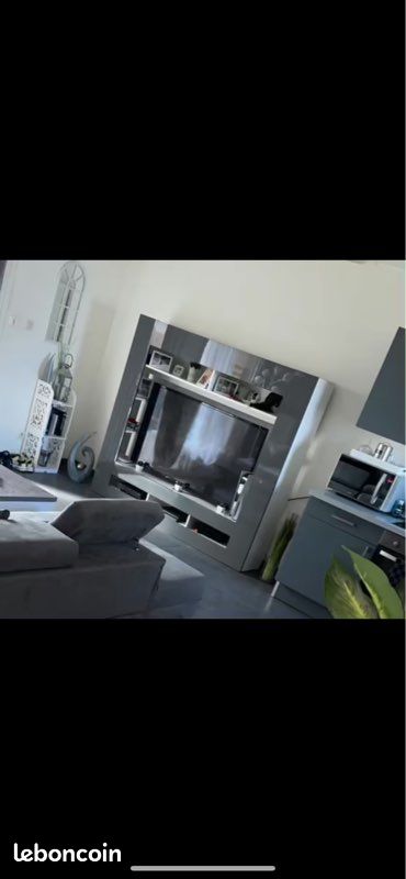Meuble TV gris laqué Excellent état (image 1)