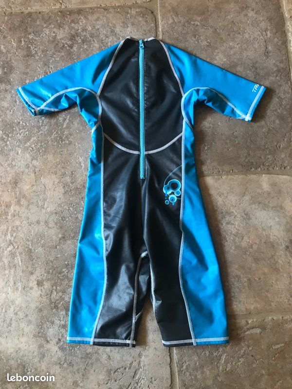 Combinaison sport aquatique enfant taille 8 ans Tribord grise et turquoise (image 2)