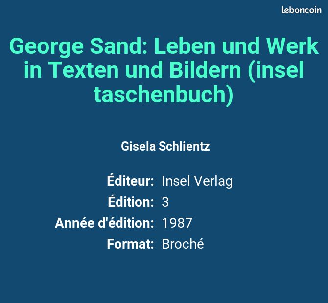 George Sand: Leben und Werk in Texten und Bildern (insel taschenbuch) - Gisela Schlientz (image 2)