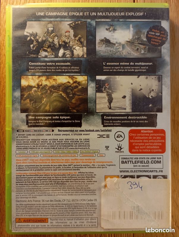 BATTLEFIELD BAD COMPANY 2 VF 1er édition [Complet] Xbox 360