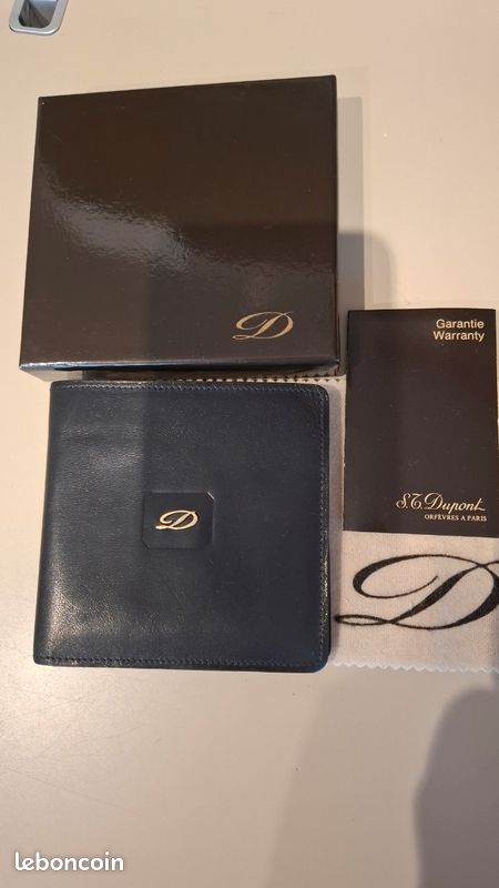 Portefeuille Porte-Cartes, Billets Et Monnaie DUPONT En Cuir Noir - Occasion Très Bon État
