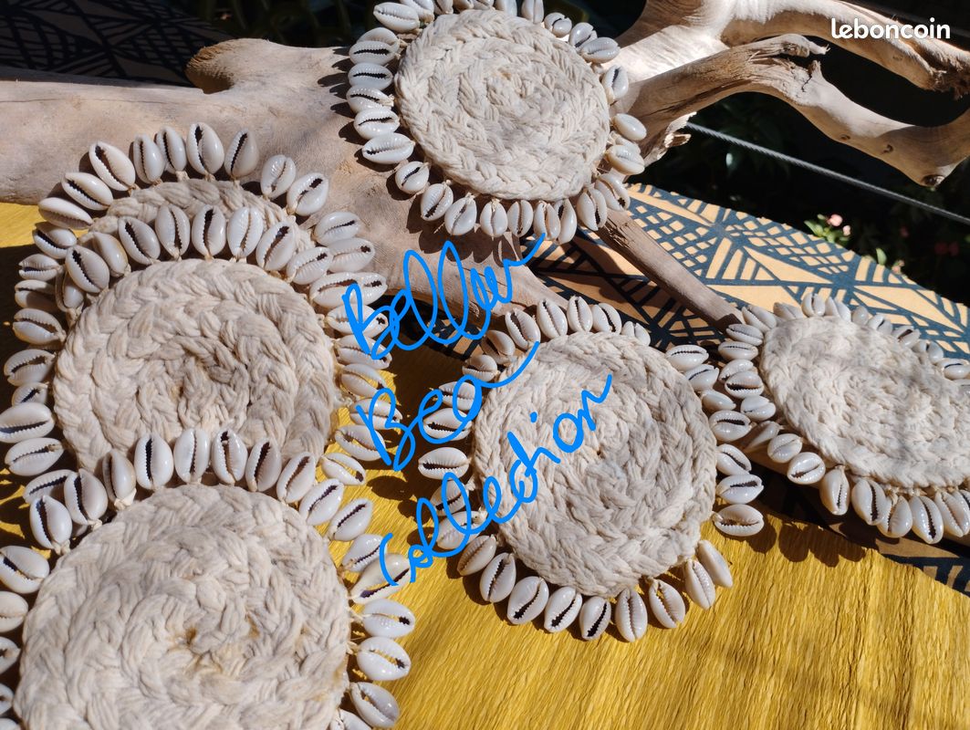 🤩☀️☀️🏝️ - creations artisanales ( cauris/ cordes/ wax...) - (diy) - set de verre- boheme / ethnique 🤩☀️🤩☀️🤩☀️🏝️ (image 8)