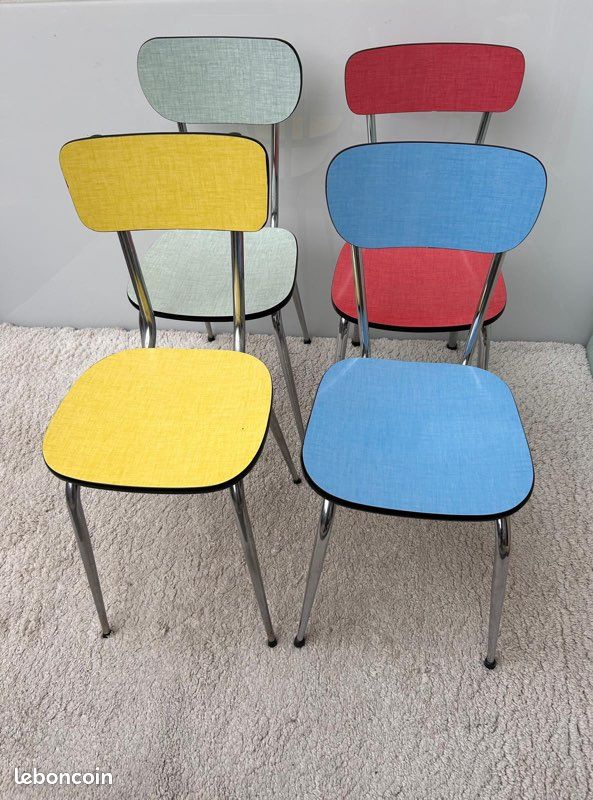 Lot 4 jolies chaises Formica couleur vintage 1970 (image 7)