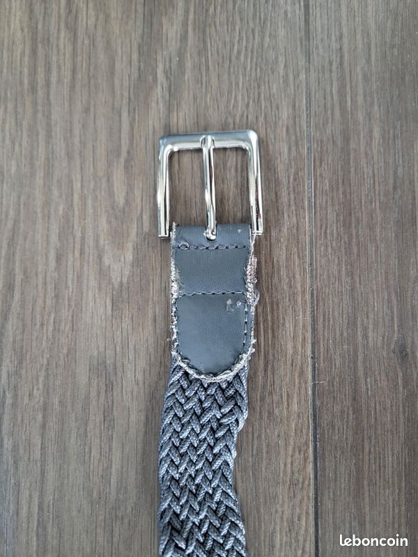 Ceinture souple tressee extensible élastique grise 120 cm (image 1)