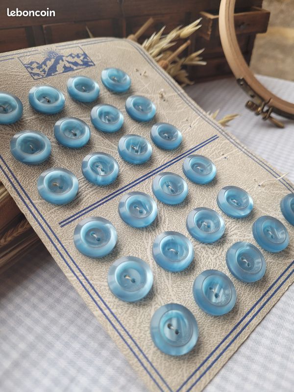 Bouton Vintage Creux à Stries - Mercerie Ancienne - Lot De 1 à 10 Pièces - Occasion