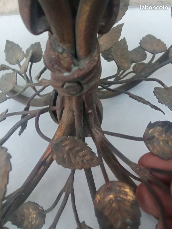 Lustre Rose Feuilles Art Nouveau Bronze (image 16)