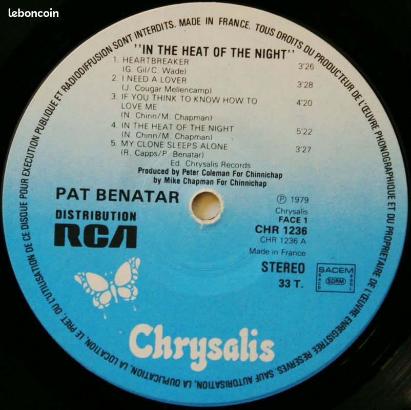 Pat Benatar "In The Heat Of The Night" 33t 1979 (image 3)
