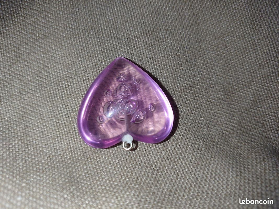 Pendentif grand coeur couleur parme translucide à bulle Vintage (image 14)