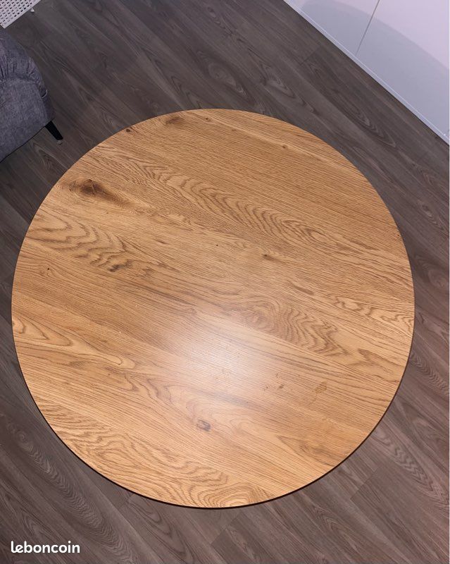 Table basse ronde design effet chêne – État neuf – Facture disponible (image 4)