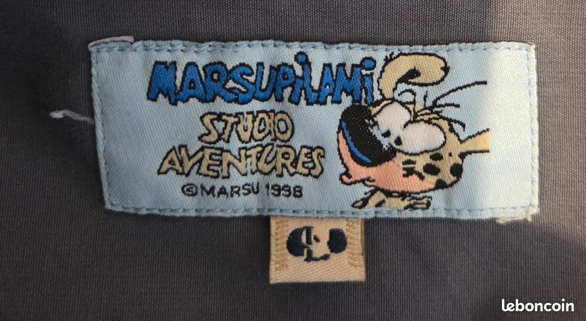 VTG & rare Marsupilami Studio Aventures MARSU 2001 veste à capuche bleu foncé, homme grand - France