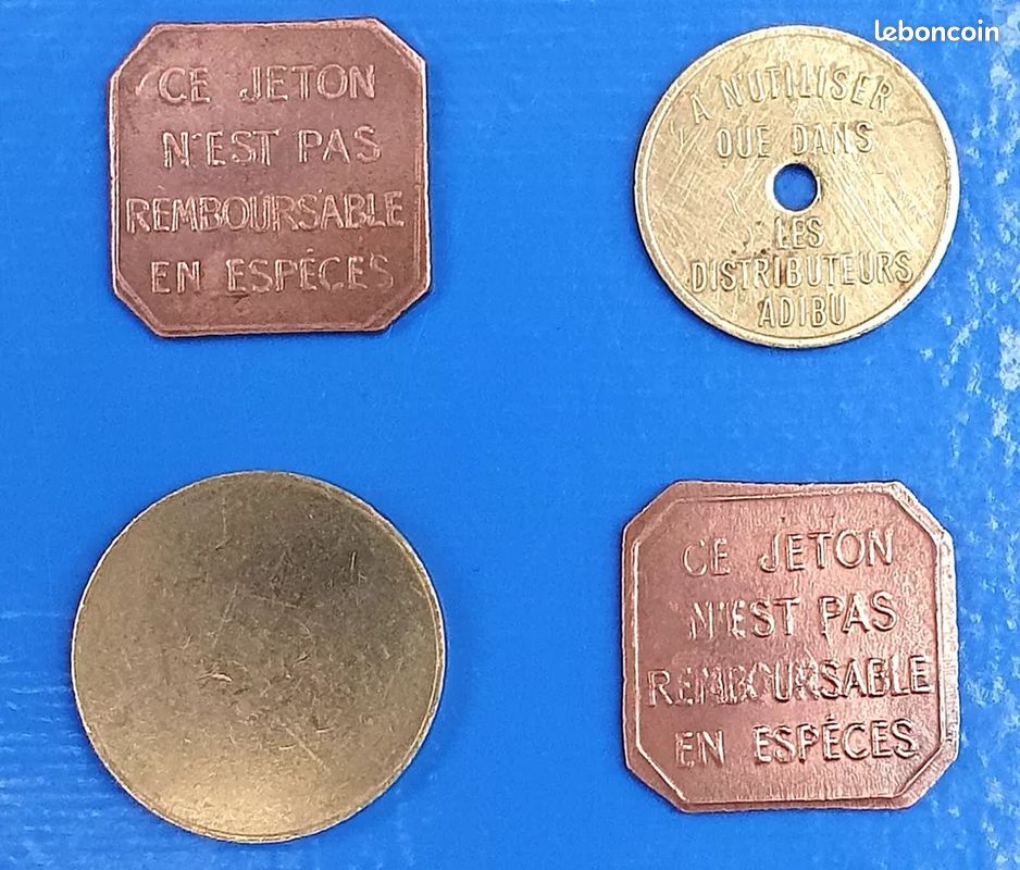4 jetons collection distributeurs adibu s.a. Et s.a.f.a.a, transports 0.t.l 1918 (image 2)
