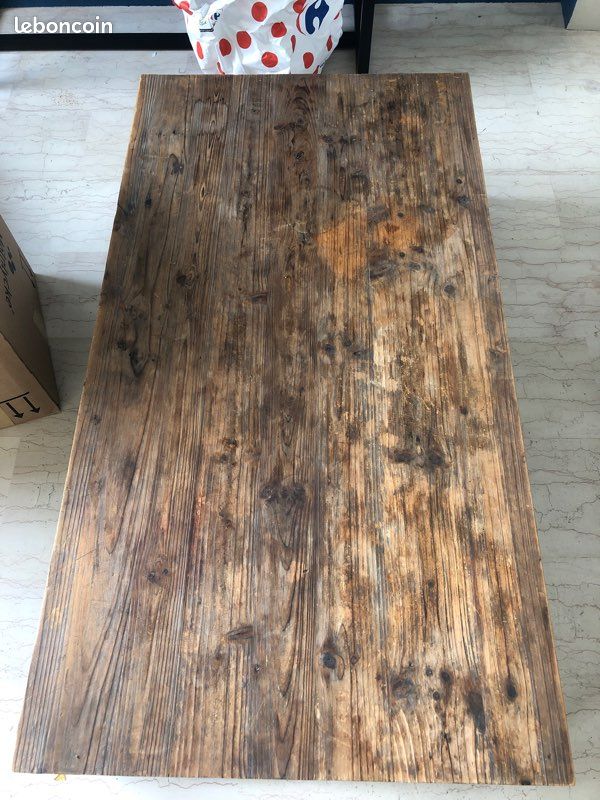 Table basse bois patiné 130 x 70 (image 1)