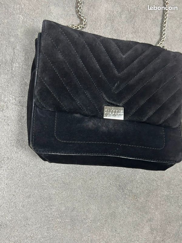 Sac à bandoulière claudie pirelot en velour noir (image 2)