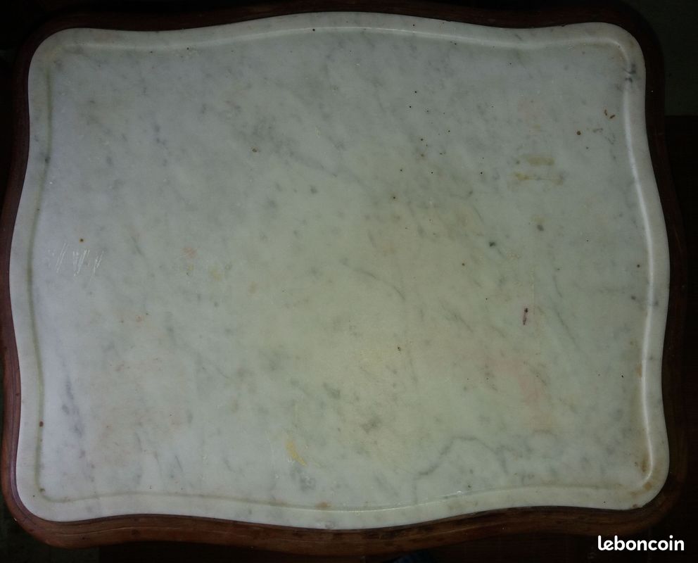 Table de nuit bois et marbre blanc (image 3)