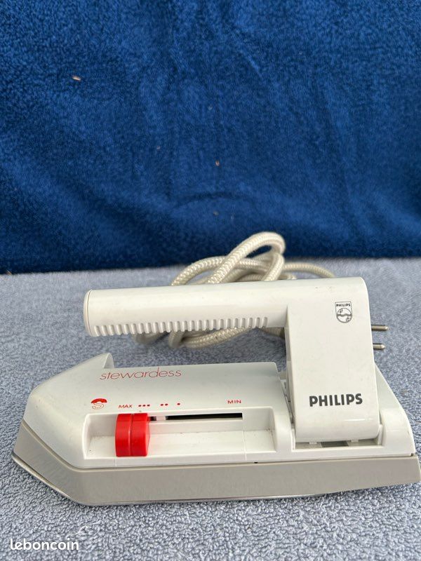 Fer à Repasser De Voyage Philips Stewardess Vintage HD 1168 - Testé Et Fonctionne - Avec Boîte Et Sac