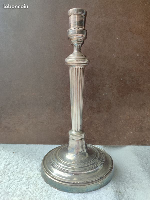 Bougeoir directoire en bronze argenté (image 1)