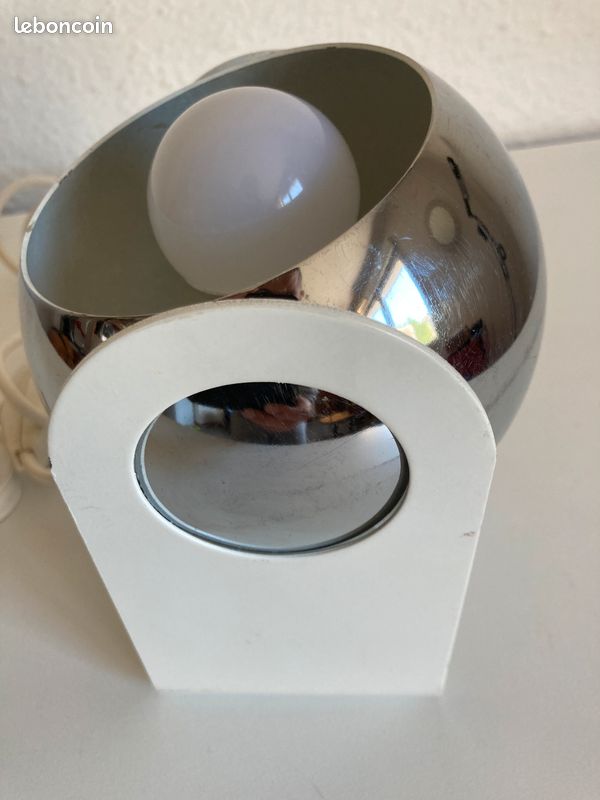 Lampe EYE BALL SPACE AGE 1960 Chromée orientable ITALIE à la manière de Gino Sarfatti (image 12)