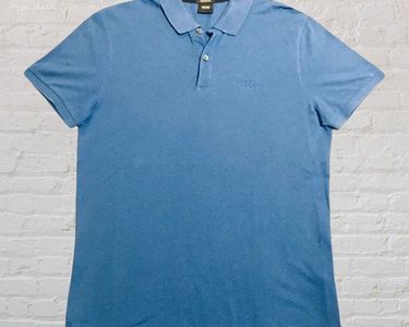 Polo Hugo Boss Logo Brodé 100% Coton Bleu Vêtements