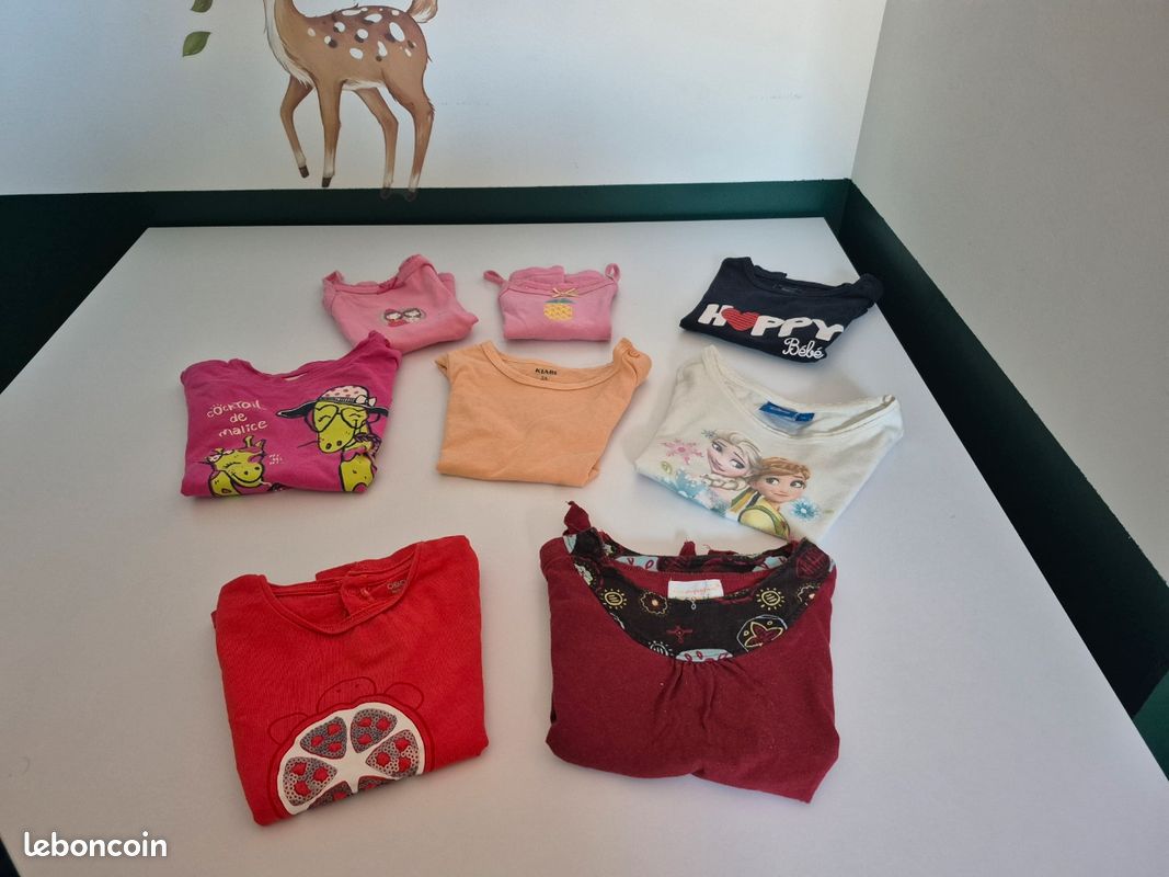 Lot 8 hauts (T-shirts & Débardeurs) - 24 mois / 2 ans (image 1)