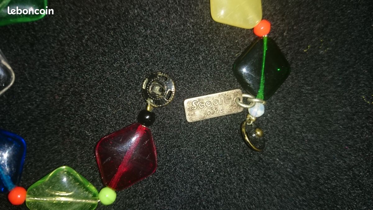 Bracelet marque Scooter multicolore perles losanges en pâte de verre (image 15)
