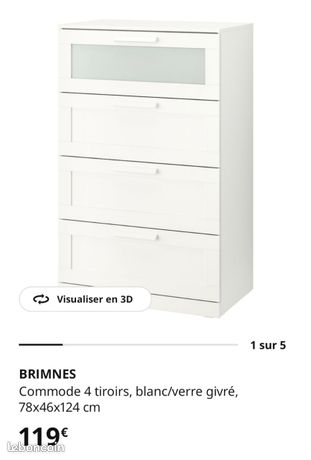 TONSTAD commode 4 tiroirs, blanc cassé, 82x47x91 cm