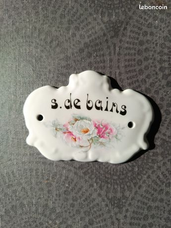 Enseigne WC en céramique de style vintage : plaque de porte