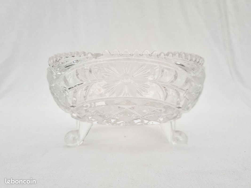 Coupe tripode en verre vintage, diamètre 16cm (image 1)