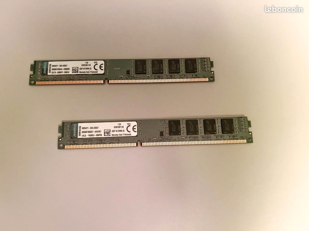 Kit RAM DDR3 Kingston 16 Go (2x8 Go) KVR16N11/8 - 240 Pins, ECC, Occasion