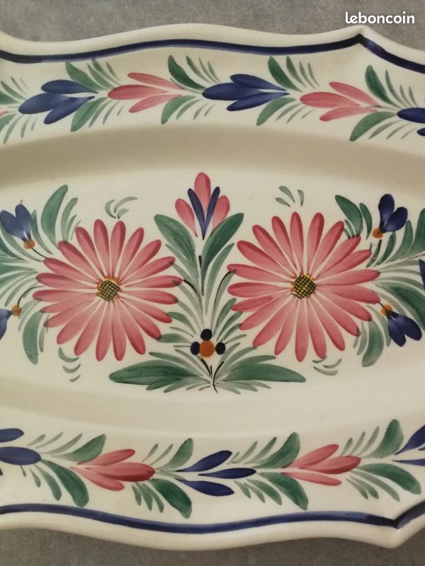 ANCIENNE ASSIETTE DÉCORATIVE Henriot Quimper Fleurs France Deco EUR 29,90 - FR