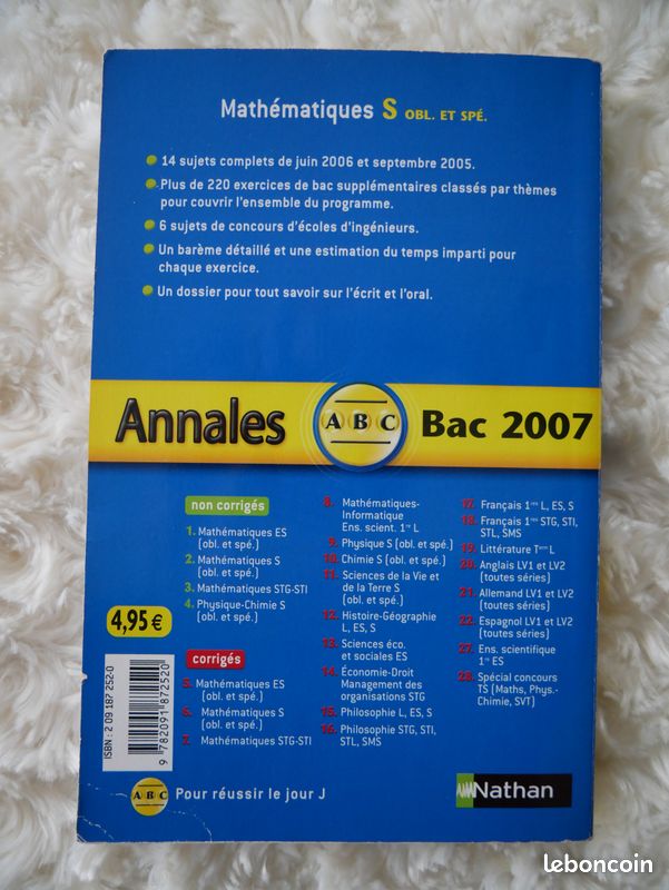 Lot 4 Annales Bac Scientifique - Maths Physique Chimie (image 10)