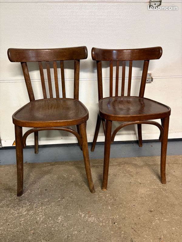 2 chaises bistrot / vintage bois foncé (image 1)
