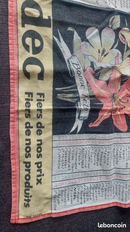 1 TORCHON ANCIEN Vintage En Coton Calendrier 1985 à Décors De Papillons