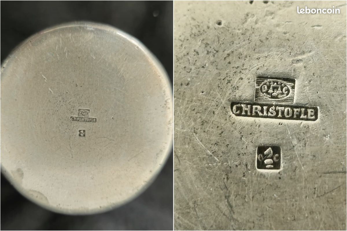 christofle 2 Timbales Gobelets Non Gravé . Modèle Frise