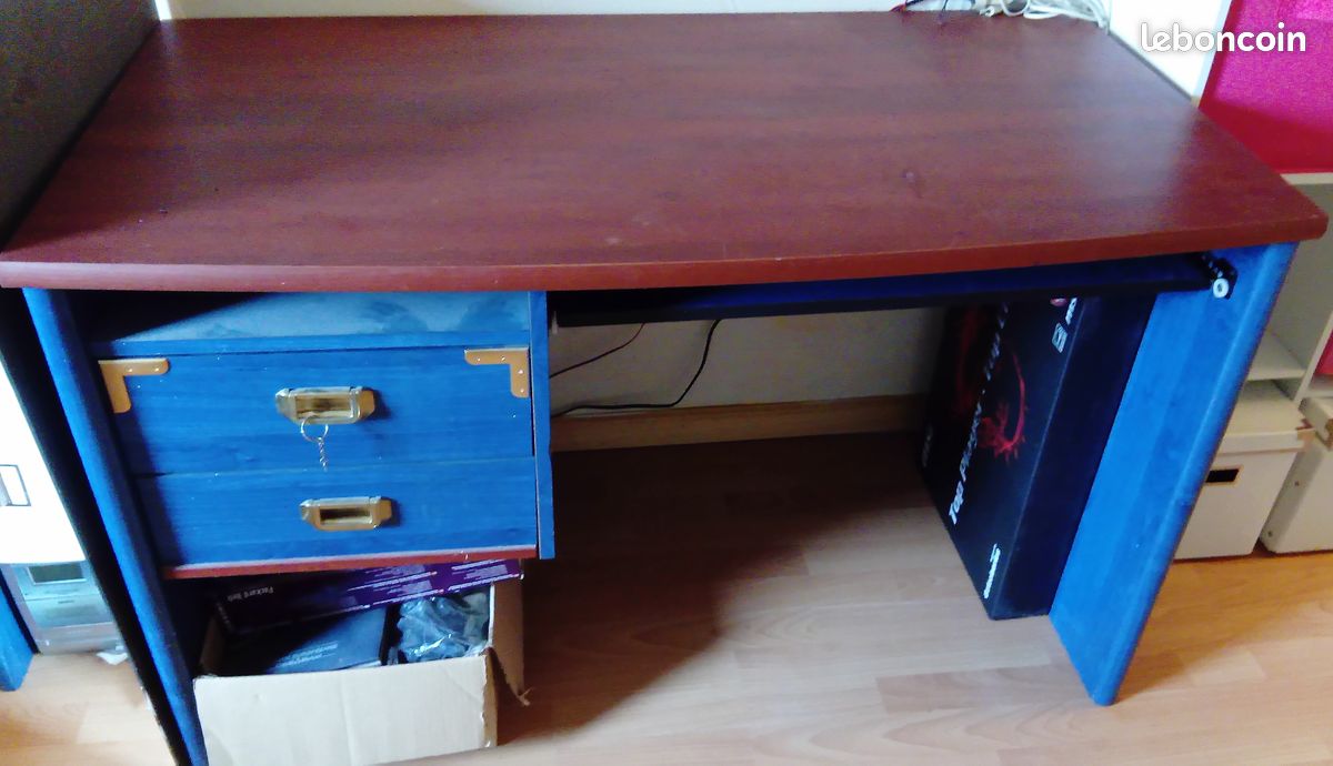 Bureau 2 tiroirs et tablette (image 1)