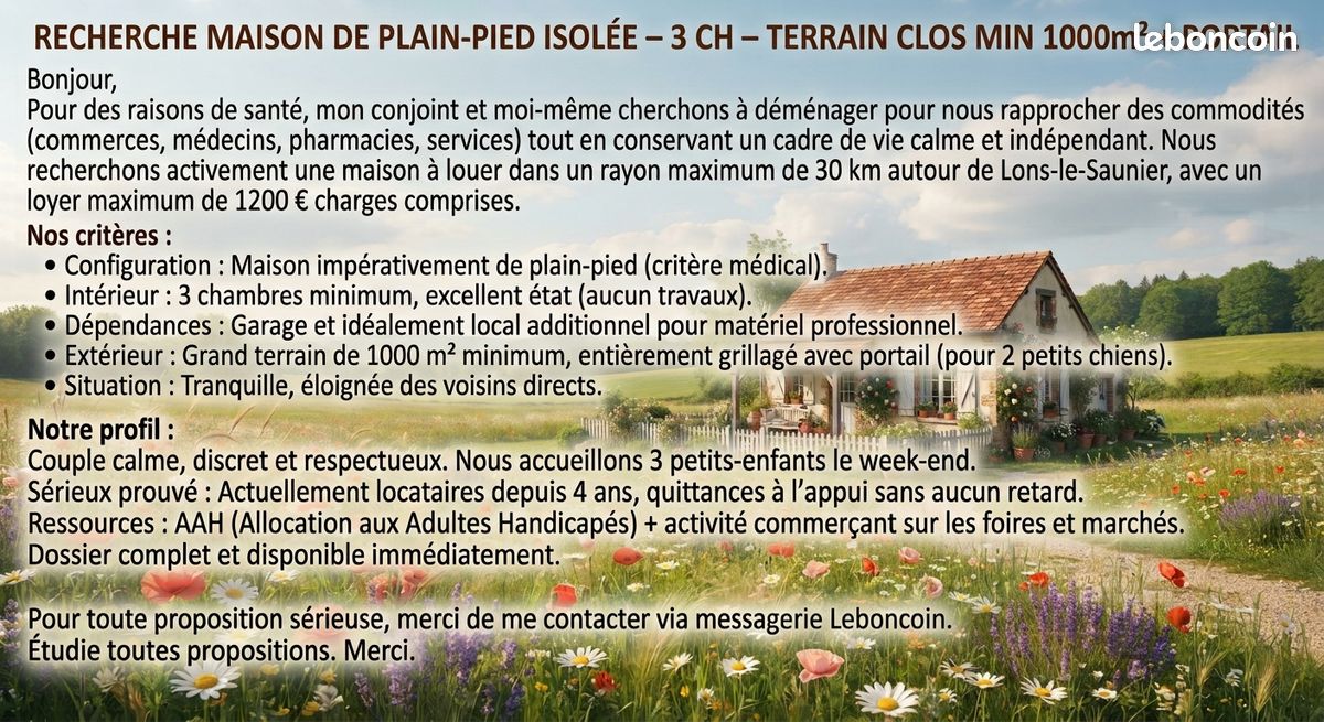 Maison 5 pièces 120 m² · à Lons-le-Saunier · 120 m² · 1 200 €/mois