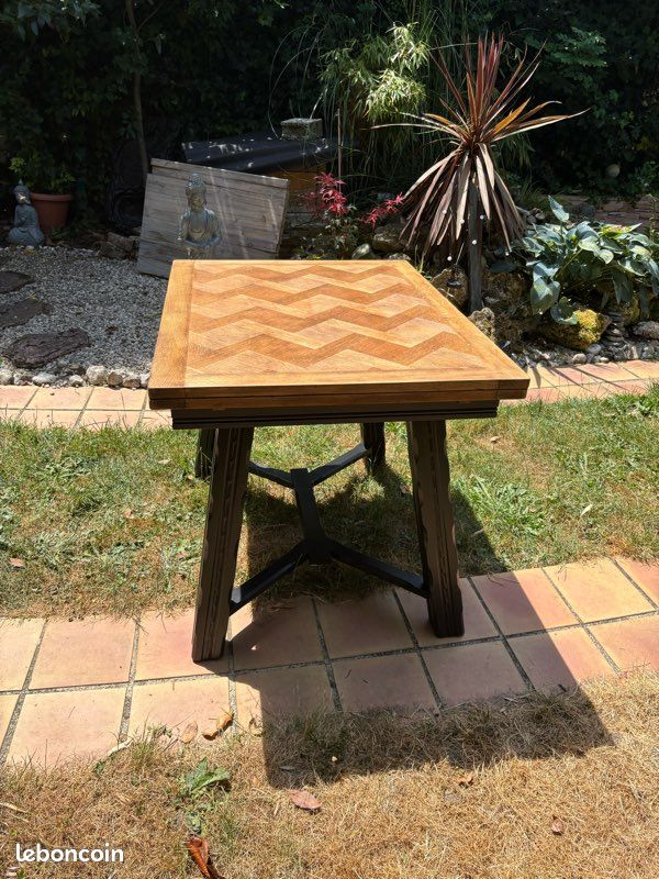Table à manger, rectangulaire en bois, massif et marqueterie, style baroque (image 5)