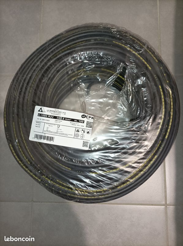 Debflex 511313 Cavo Elettrico U1000R2-V 3G2.5 - Bobina 5 Metri, Rigido, Per Impianti 230V Interni/Esterni, Colore Nero - 4
