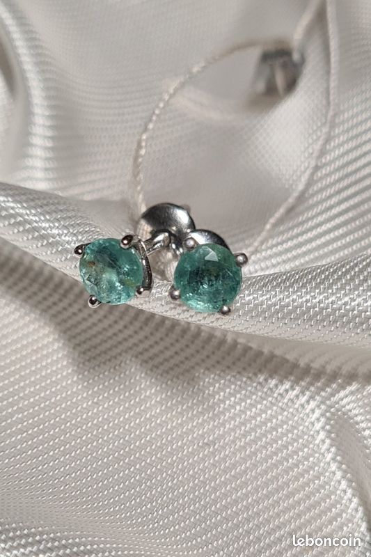 Boucles D'oreilles Puces En Argent 925 Et Turquoise Naturelle - Diamètre 6mm - Marque Bijouxia