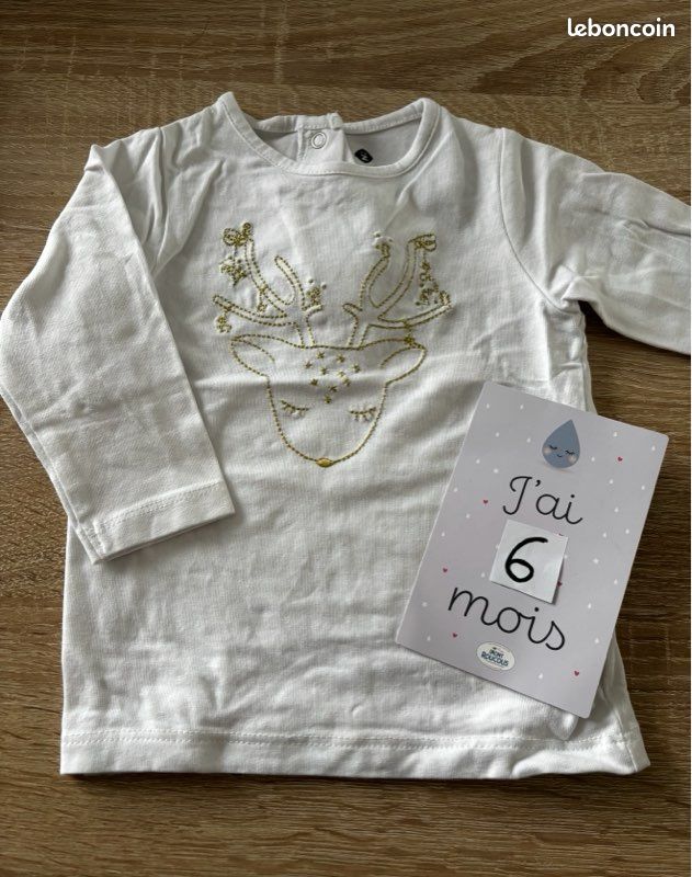 Tee shirt blanc renne Grain de blé t.6m (image 1)