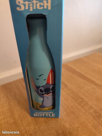 CARTOON Bouteille d'eau Disney Stitch en aluminium avec paille bouteille bleue 550 ml accessoire pour enfants