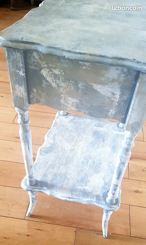 Coiffeuse couturière ancienne bois peint 2 tiroirs miroir (image 7)