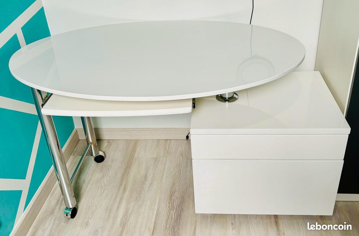 Joli Bureau Blanc Laqué (image 1)